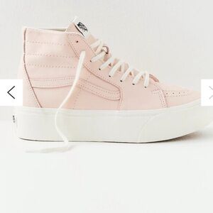 Pink Leather sk8-hi Platform Vans